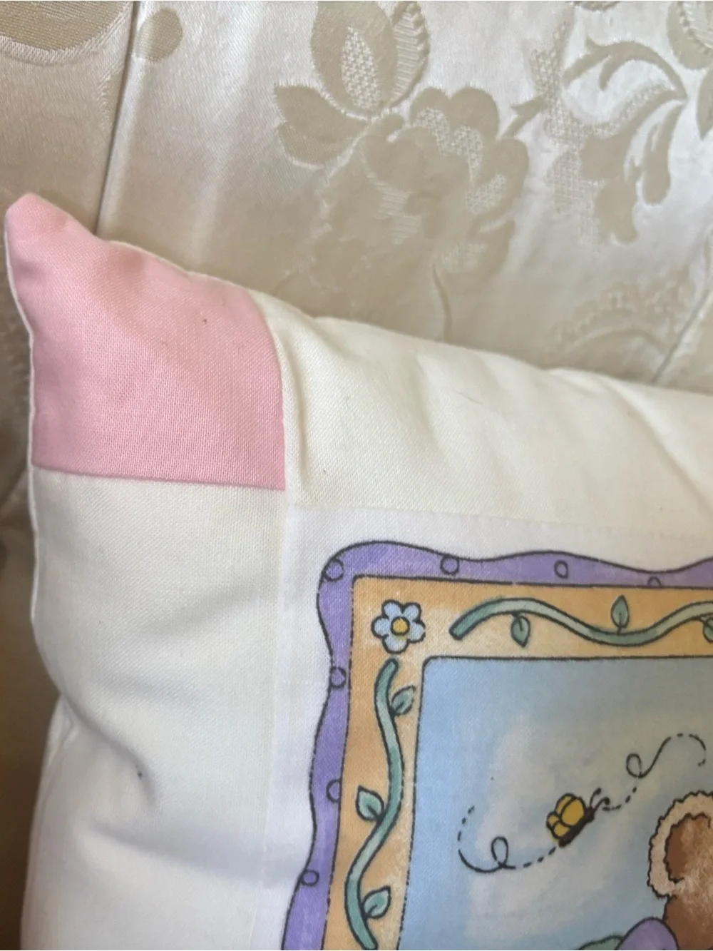 Handmade Christian Teddy Bear Decorative Pillow 11”x11.5” Beatitudes Matthew 5